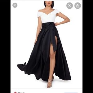 Escape gown size 12  Off-Shoulder Black and White Dress